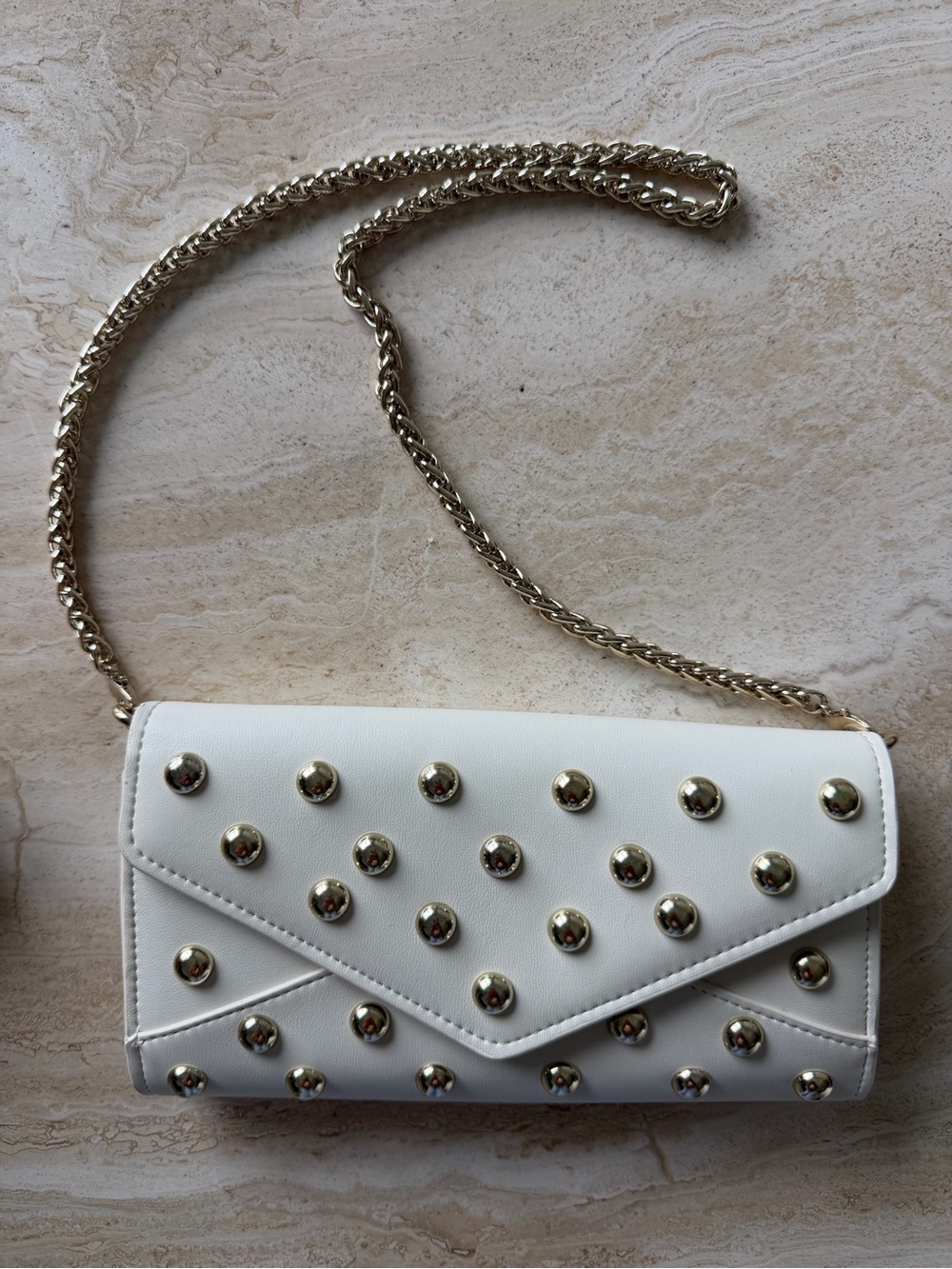 Steve Madden White Studded Chain Wallet Crossbody